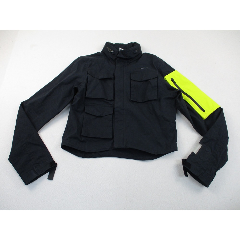 Nike Off-White Jacket Womens S Black Neon Utility Crop Ripstop BV8039-010